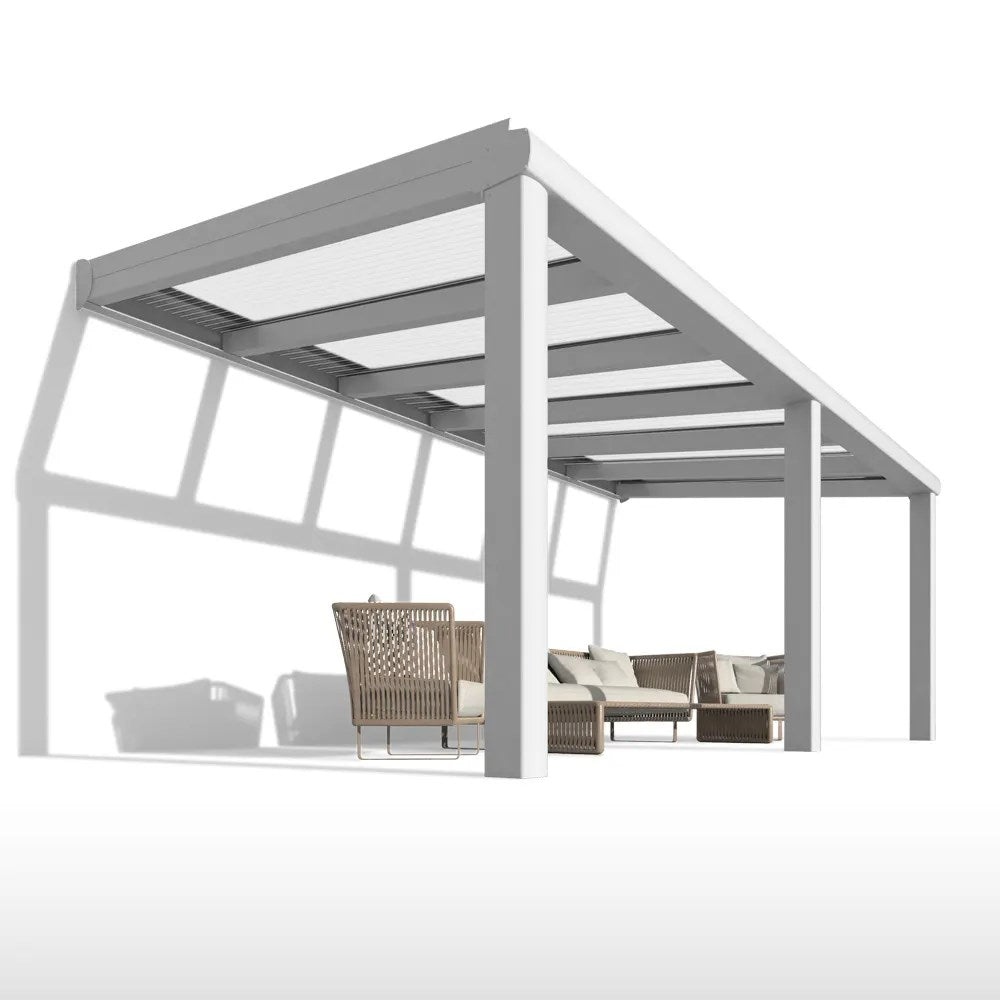 Terrassendach Alu weiß mit 16mm Stegplatten klar/farblos