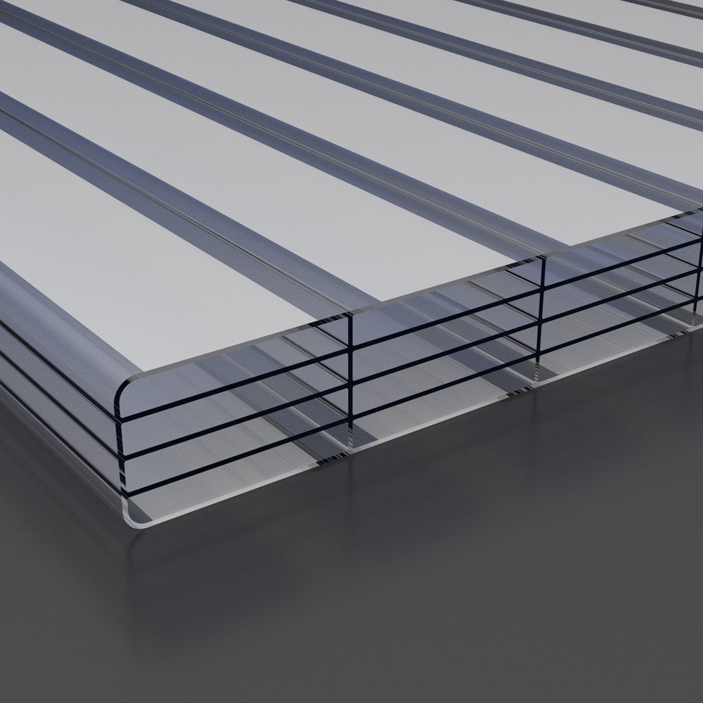Doppelstegplatten 16mm Polycarbonat gestreift klar/weiß - Hauptbild | Hochwertige Hohlkammerplatte