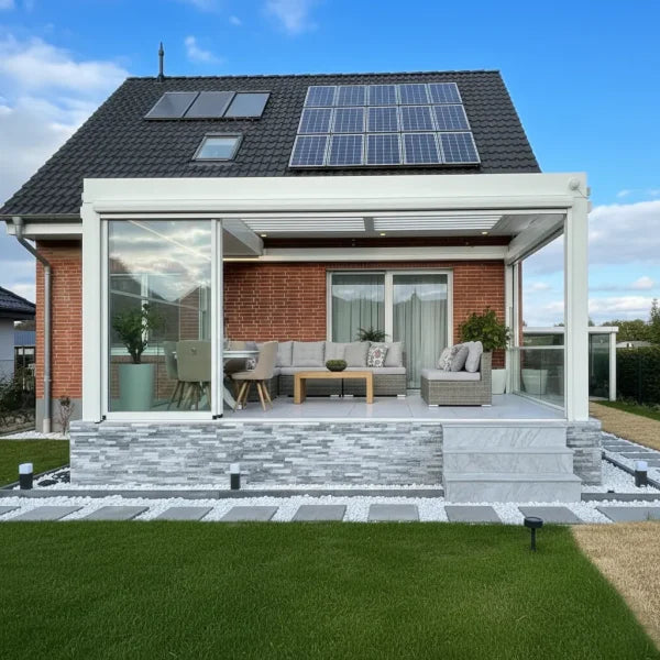 Bioklimatische Pergola mit einziehbaren Paneeloptionen - Hauptbild | Hochwertige Aluminium-Pergola für Garten und Terrasse