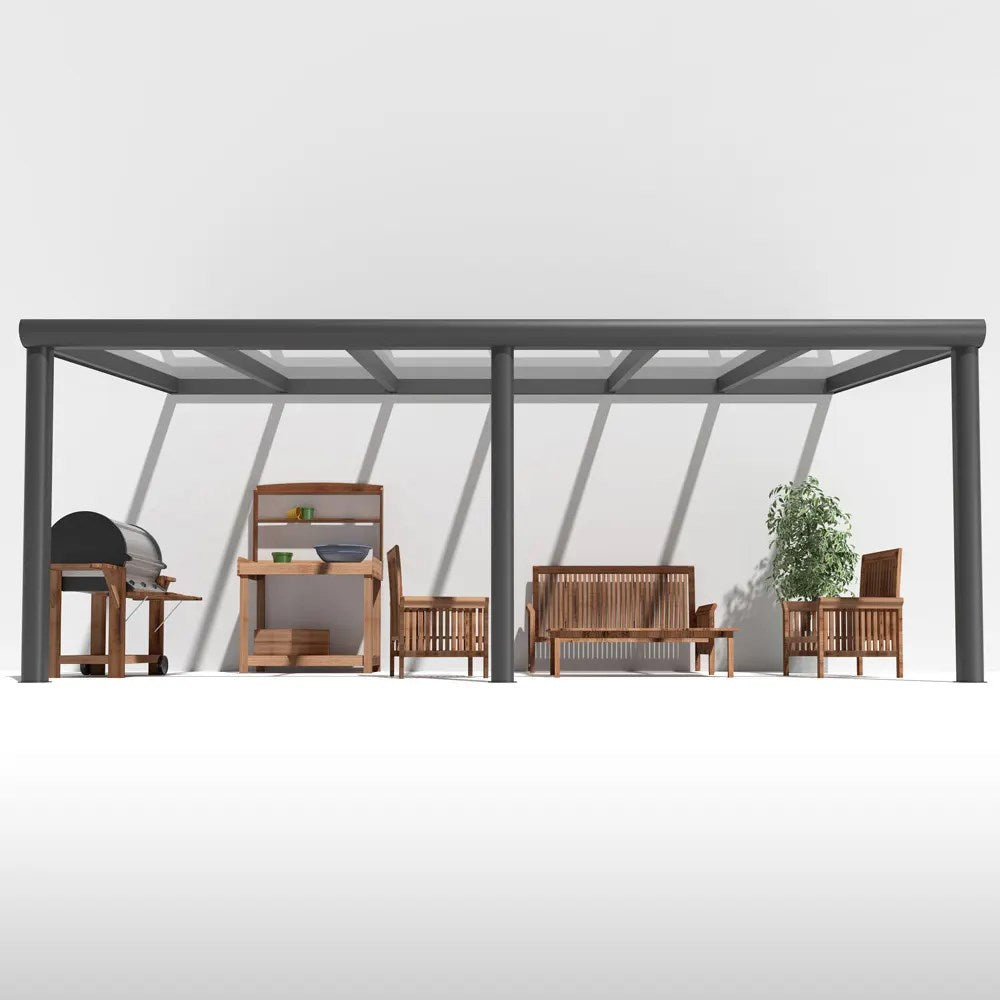 Terrassendach Alu Anthrazit mit 8mm VSG Glas klar/farblos - Detailansicht | Glassystem für Außenbereich