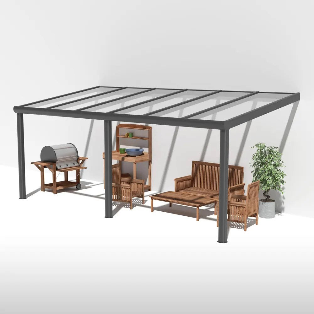 Terrassendach Alu Anthrazit mit 8mm VSG Glas klar/farblos - Hauptbild | Glassystem für Außenbereich