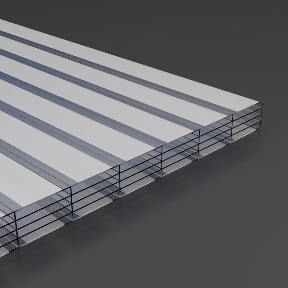 Doppelstegplatten 16mm Polycarbonat gestreift klar/weiß - Detailansicht | Hochwertige Hohlkammerplatte