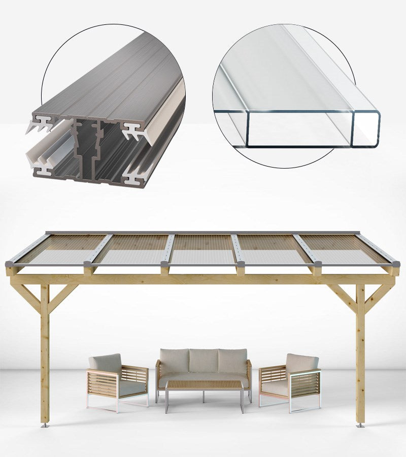Doppelstegplatten Komplettset Acrylglas 16mm klar/farblos inkl. Profile und Zubehör