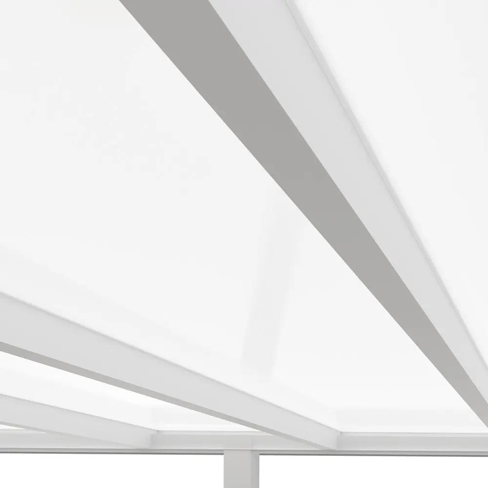 Terrassendach Alu weiß mit 8mm VSG Glas opal/milchig - weitere Ansicht | Glassystem für Außenbereich