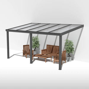 Terrassendach Alu Anthrazit mit 16mm Stegplatten klar/farblos
