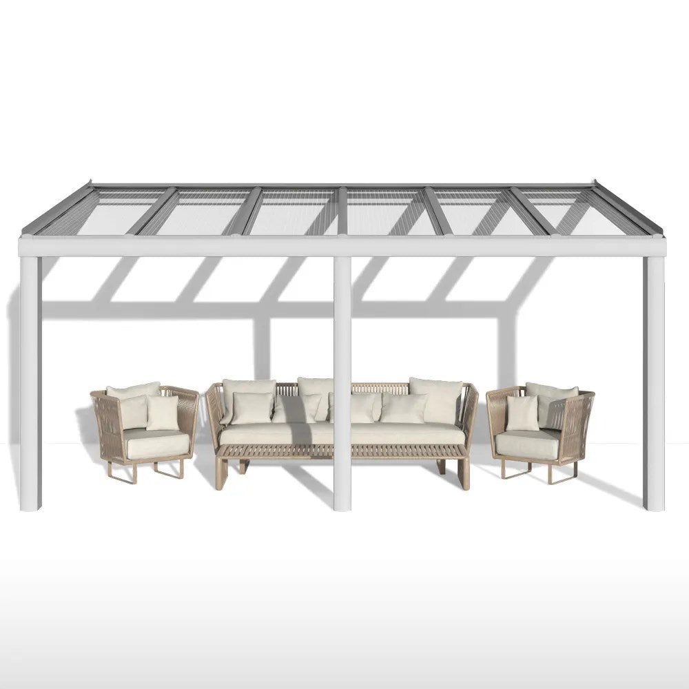 Terrassendach Alu weiß mit 16mm Stegplatten klar/farblos