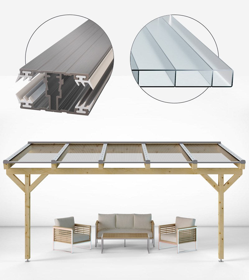 Doppelstegplatten Komplettset Polycarbonat 16mm esthetic klar/farblos inkl. Profile und Zubehör