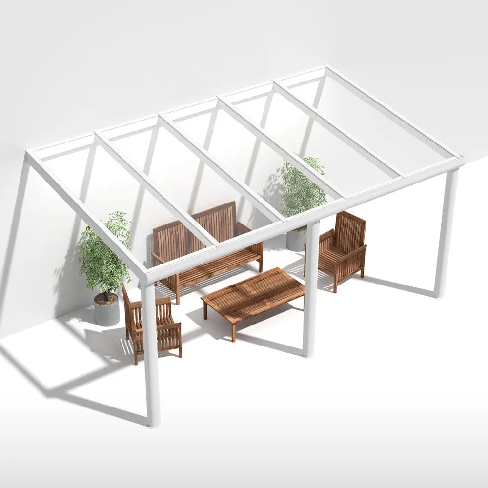 Terrassendach Alu weiß mit 8mm VSG Glas klar/farblos - Hauptbild | Glassystem für Außenbereich