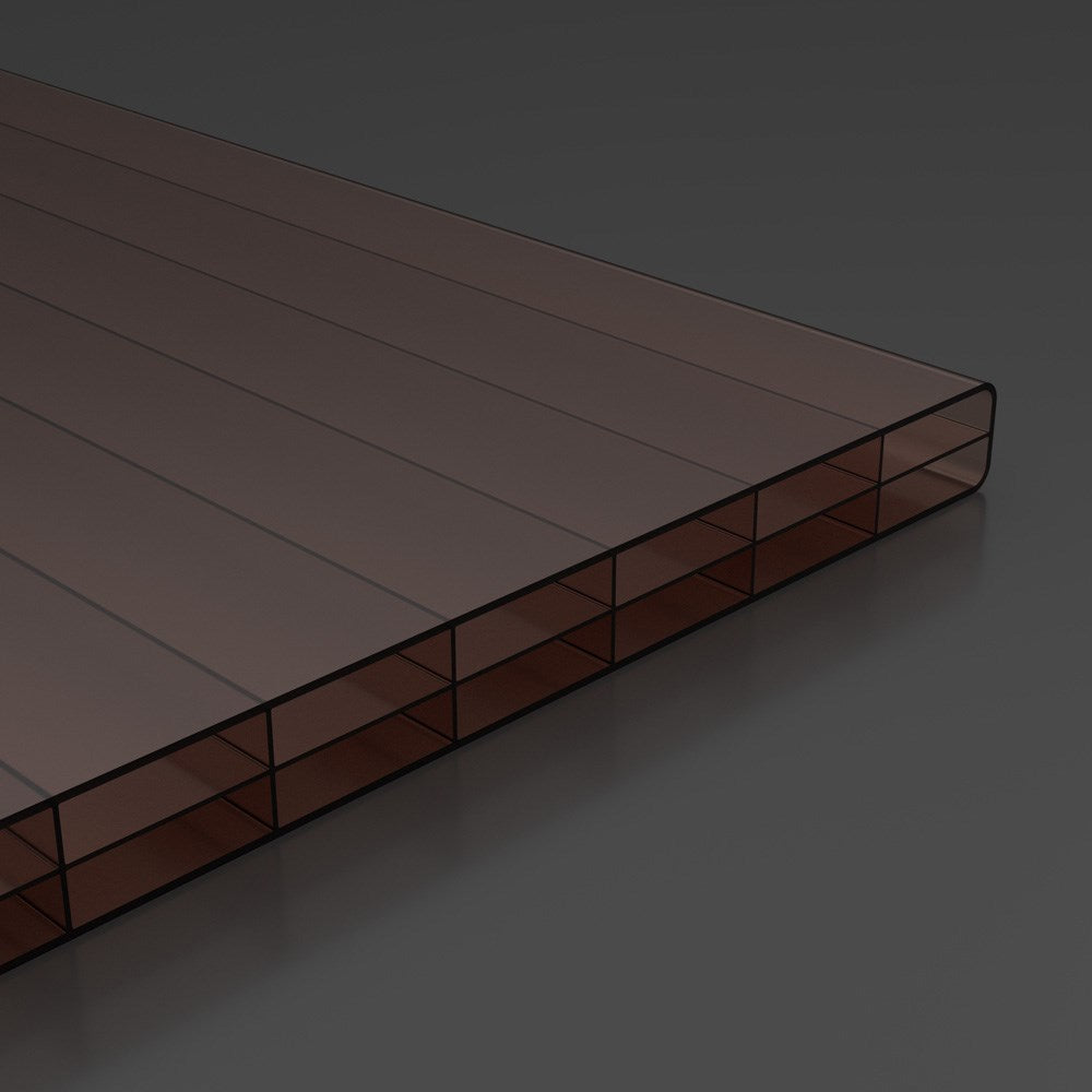 Doppelstegplatten 16mm Polycarbonat 3-Fach Struktur bronze - Detailansicht | Hochwertige Hohlkammerplatte