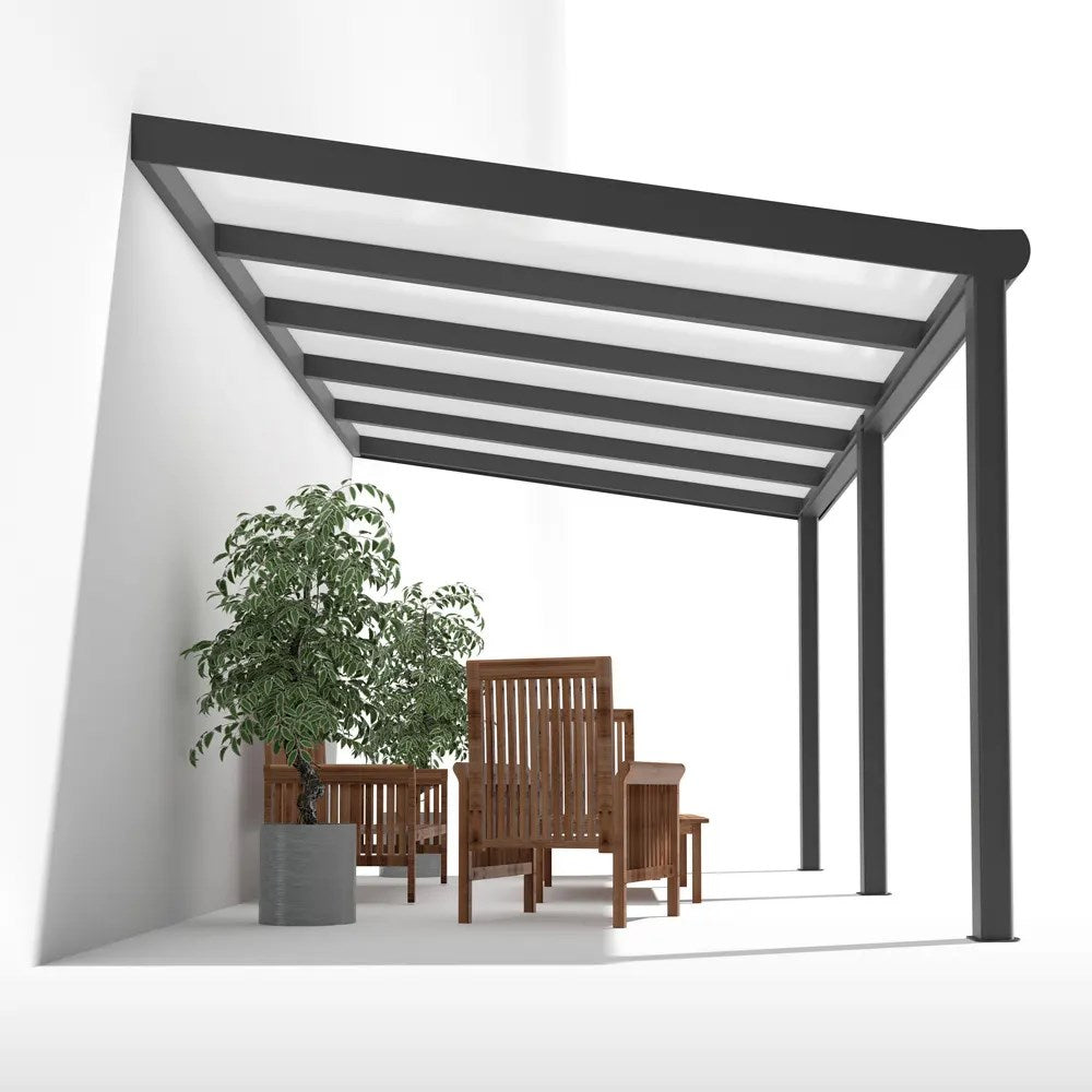 Terrassendach Alu Anthrazit mit 16mm Stegplatten opal/weiß - weitere Ansicht | Hochwertige Hohlkammerplatte