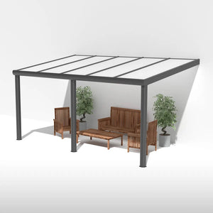 Terrassendach Alu Anthrazit mit 16mm Stegplatten opal/weiß