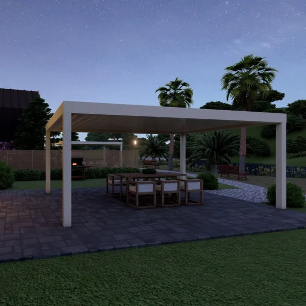 Bioklimatische Pergola mit kippbaren Dachlamellen - weitere Ansicht | Hochwertige Aluminium-Pergola für Garten und Terrasse