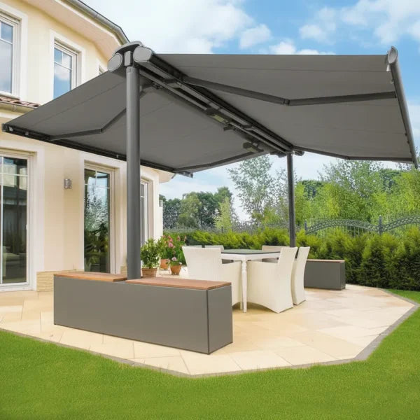 Doppelseitige Markisen Zwillingsmarkisensysteme - Anwendungsbeispiel | Sonnenschutz-Markise für Terrasse und Balkon
