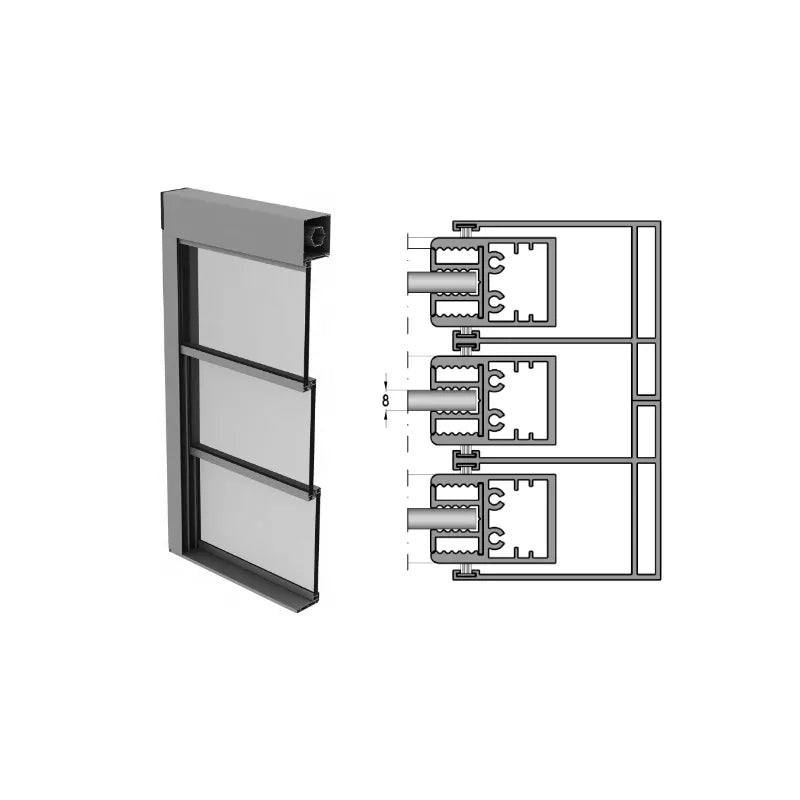 Panoramaglas Automatische vertikale Glassysteme - Detailansicht | Glassystem für Außenbereich