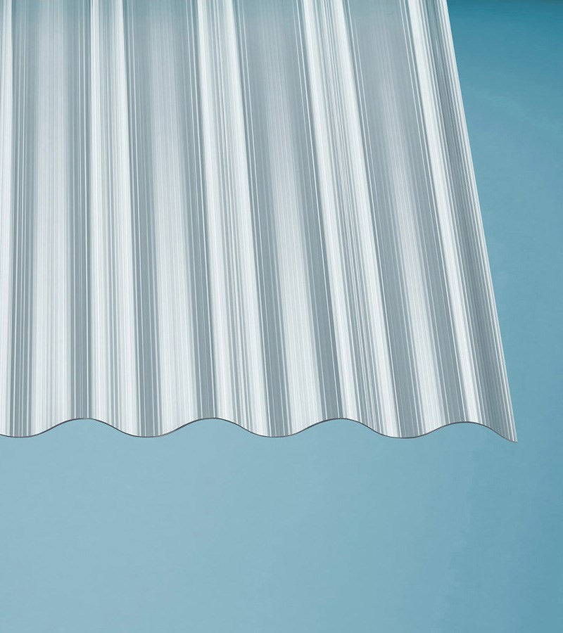 Wellplatten Polycarbonat 1,4 mm Gerillt Sinus 76/18 klar/farblos - Detailansicht | Lichtdurchlässige Wellplatte