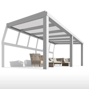 Terrassendach Alu weiß mit 16mm Stegplatten opal/weiß